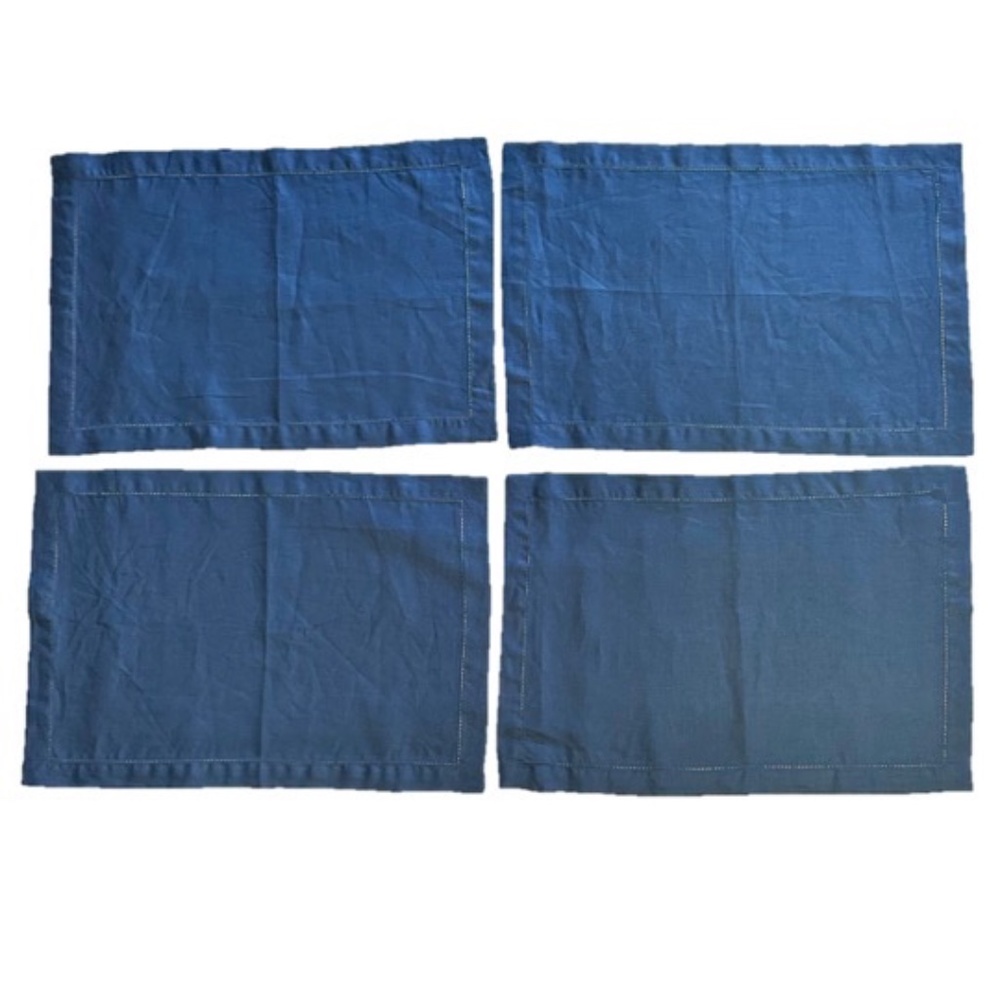 Pottery Barn 100% Linen Hemstitch Placemats, Set of 4